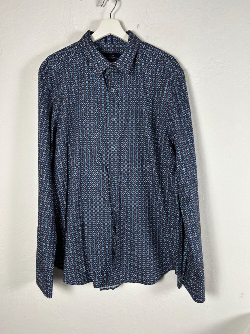 Robert Graham Mens Long Sleeve Geometric Button-Up Shirt Blue/Orange Casual